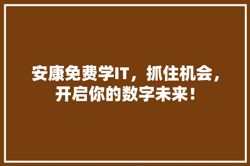 安康免费学IT，抓住机会，开启你的数字未来！