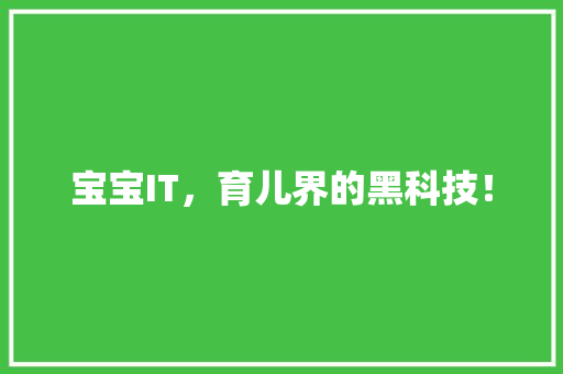 宝宝IT，育儿界的黑科技！
