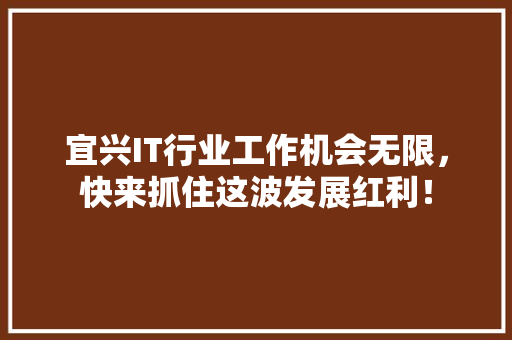 宜兴IT行业工作机会无限，快来抓住这波发展红利！