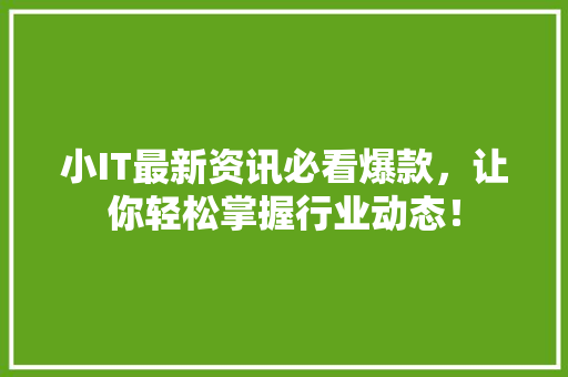 小IT最新资讯必看爆款，让你轻松掌握行业动态！