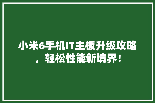 小米6手机IT主板升级攻略，轻松性能新境界！
