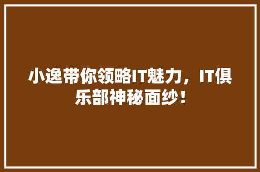 小逸带你领略IT魅力，IT俱乐部神秘面纱！
