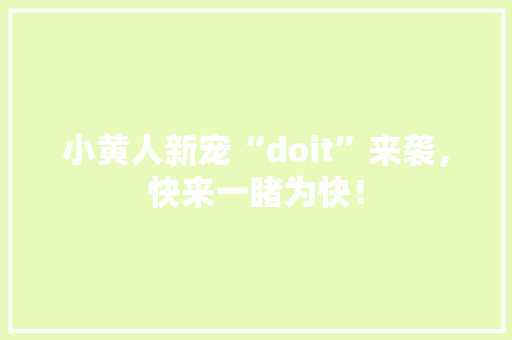 小黄人新宠“doit”来袭，快来一睹为快！