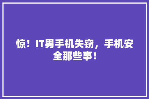 惊！IT男手机失窃，手机安全那些事！
