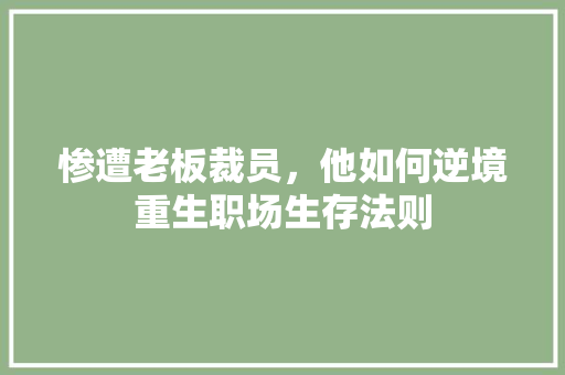 惨遭老板裁员，他如何逆境重生职场生存法则