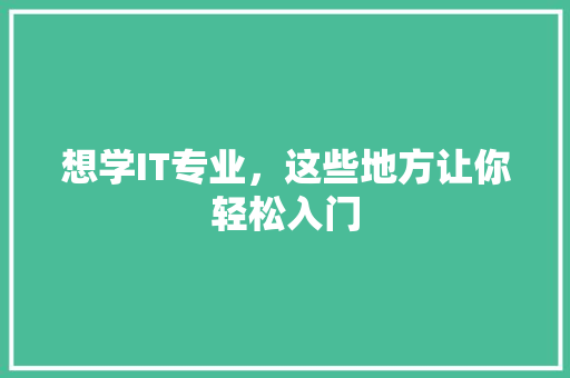 想学IT专业，这些地方让你轻松入门