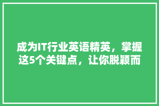 成为IT行业英语精英，掌握这5个关键点，让你脱颖而出！