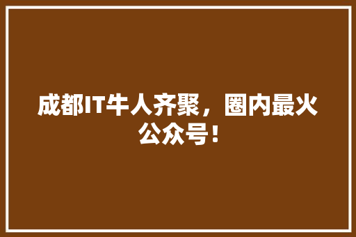 成都IT牛人齐聚，圈内最火公众号！