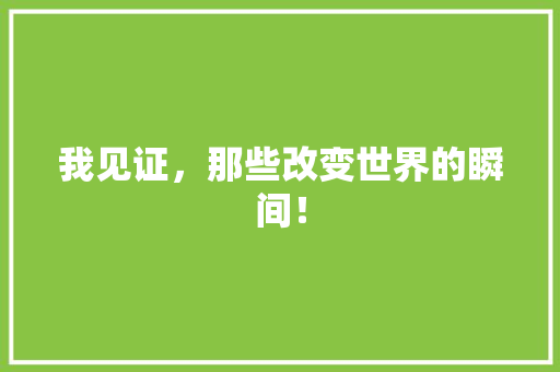 我见证，那些改变世界的瞬间！