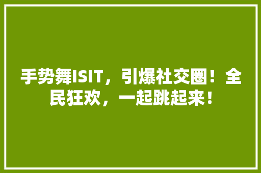 手势舞ISIT，引爆社交圈！全民狂欢，一起跳起来！