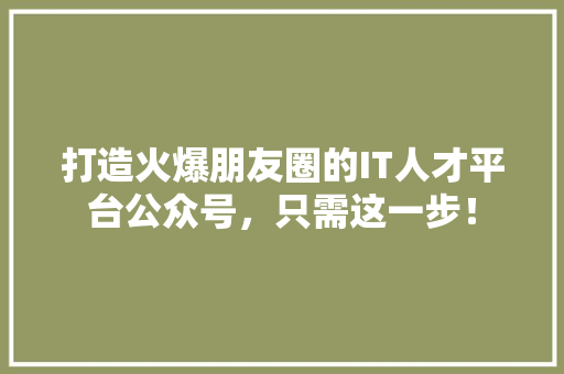 打造火爆朋友圈的IT人才平台公众号，只需这一步！