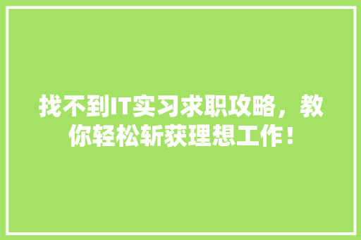 找不到IT实习求职攻略，教你轻松斩获理想工作！