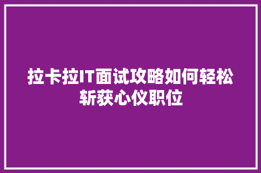 拉卡拉IT面试攻略如何轻松斩获心仪职位