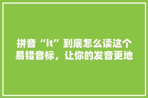 拼音“it”到底怎么读这个易错音标，让你的发音更地道！