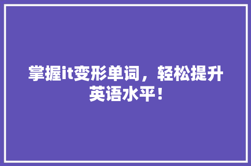 掌握it变形单词，轻松提升英语水平！