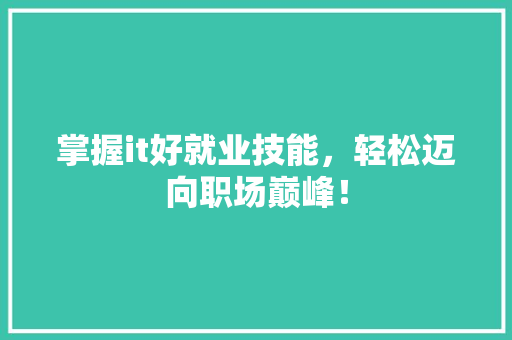 掌握it好就业技能，轻松迈向职场巅峰！