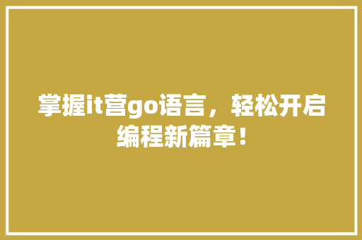 掌握it营go语言，轻松开启编程新篇章！