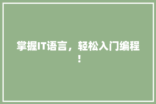 掌握IT语言，轻松入门编程！