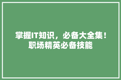 掌握IT知识，必备大全集！职场精英必备技能