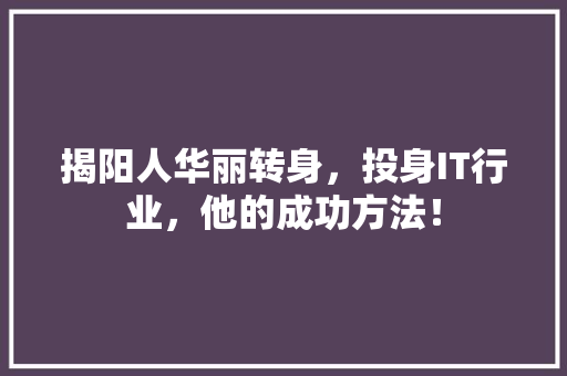 揭阳人华丽转身，投身IT行业，他的成功方法！ 网站建设公司