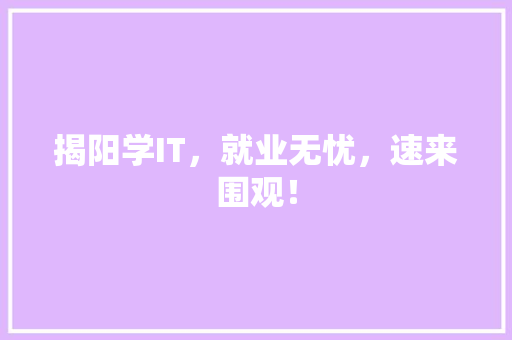 揭阳学IT，就业无忧，速来围观！