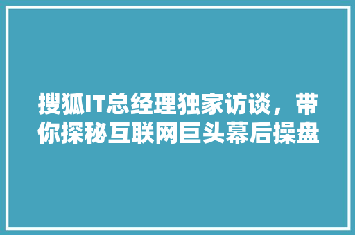 搜狐IT总经理独家访谈，带你探秘互联网巨头幕后操盘手！