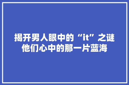 揭开男人眼中的“it”之谜他们心中的那一片蓝海