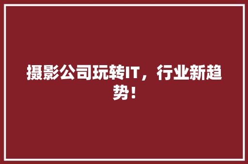 摄影公司玩转IT，行业新趋势！