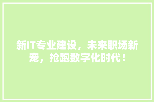 新IT专业建设，未来职场新宠，抢跑数字化时代！ 神马SEO