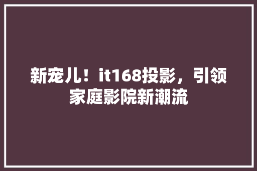 新宠儿！it168投影，引领家庭影院新潮流