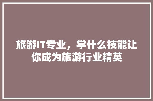 旅游IT专业，学什么技能让你成为旅游行业精英