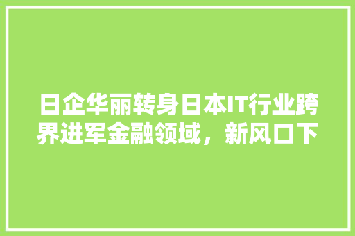 日企华丽转身日本IT行业跨界进军金融领域，新风口下的商业机遇！