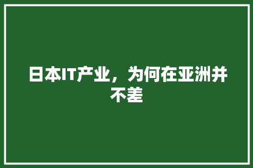 日本IT产业，为何在亚洲并不差