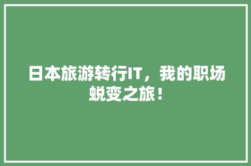 日本旅游转行IT，我的职场蜕变之旅！