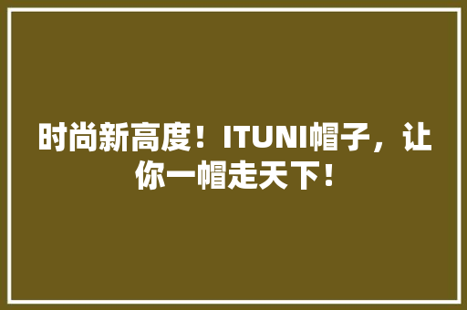 时尚新高度！ITUNI帽子，让你一帽走天下！
