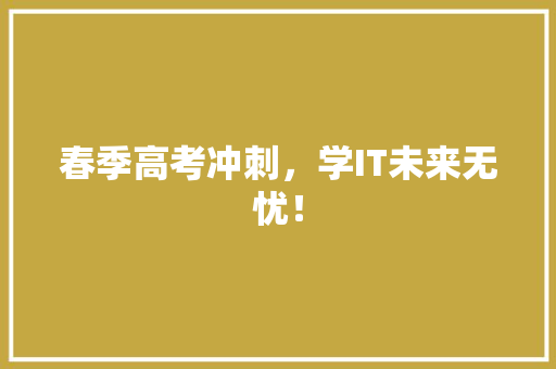 春季高考冲刺，学IT未来无忧！