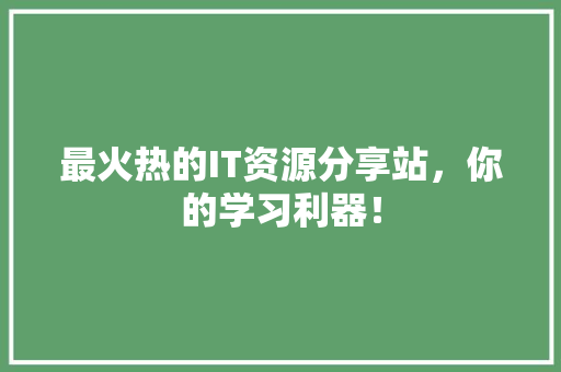 最火热的IT资源分享站，你的学习利器！
