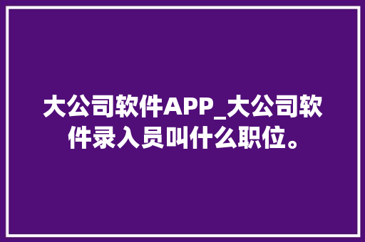 大公司软件APP_大公司软件录入员叫什么职位。 大公司软件APP_大公司软件录入员叫什么职位。 网站建设公司
