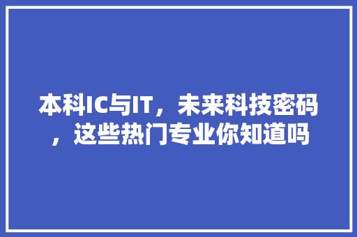 本科IC与IT，未来科技密码，这些热门专业你知道吗