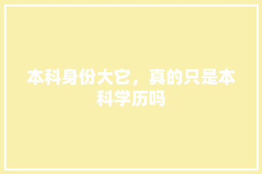 本科身份大它，真的只是本科学历吗 神马SEO