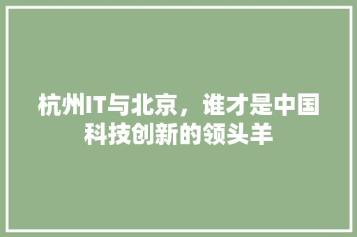杭州IT与北京,谁才是中国科技创新的领头羊 网站建设公司 杭州IT与北京,谁才是中国科技创新的领头羊 网站建设公司