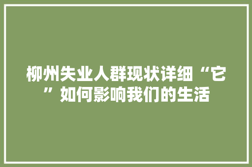 柳州失业人群现状详细“它”如何影响我们的生活 网站建设公司