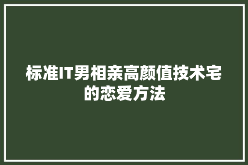 标准IT男相亲高颜值技术宅的恋爱方法 网站建设公司