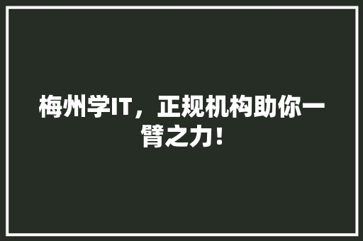 梅州学IT，正规机构助你一臂之力！