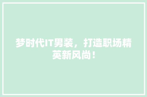 梦时代IT男装，打造职场精英新风尚！ 神马SEO