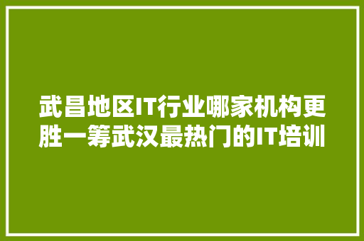 武昌地区IT行业哪家机构更胜一筹武汉最热门的IT培训基地！
