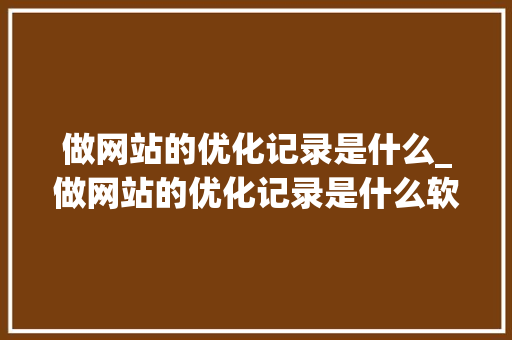 做网站的优化记录是什么_做网站的优化记录是什么软件。