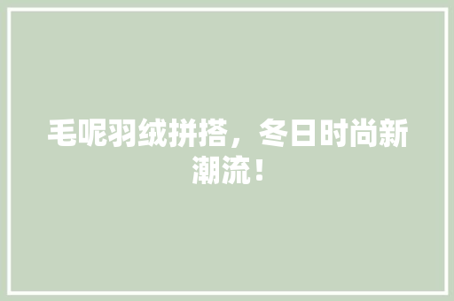 毛呢羽绒拼搭，冬日时尚新潮流！ 百度SEO