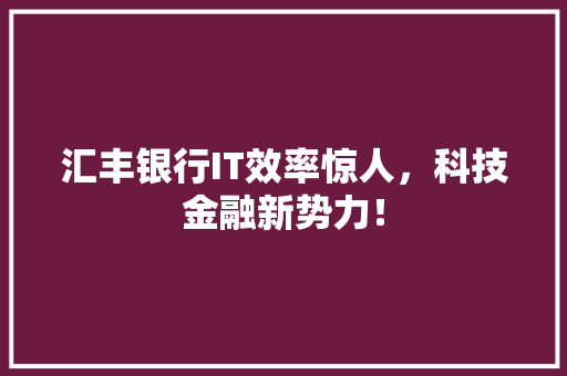 汇丰银行IT效率惊人,科技金融新势力! 神马SEO 汇丰银行IT效率惊人,科技金融新势力! 神马SEO
