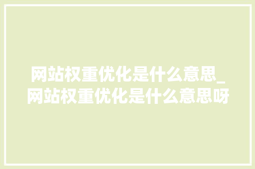 网站权重优化是什么意思_网站权重优化是什么意思呀。